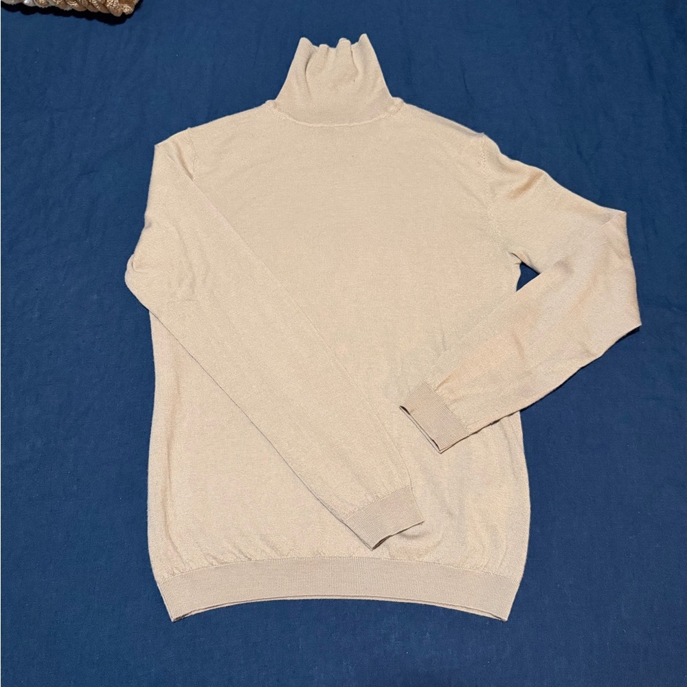 H&M Men's Beige Merino Turtleneck Sweater